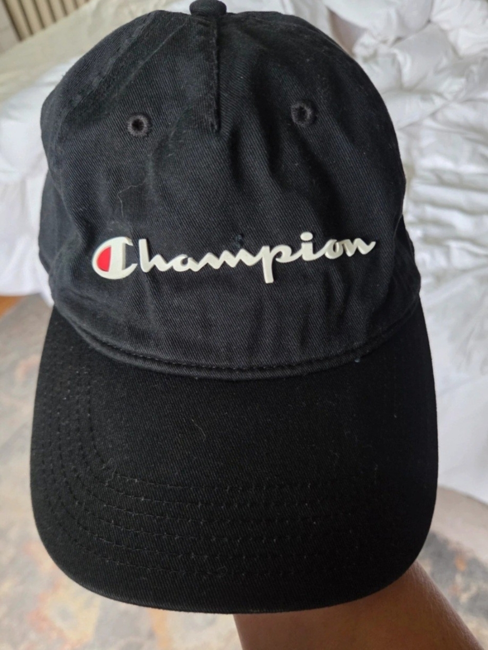 Champion Unisex  Black Script Logo Cap